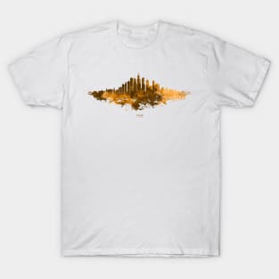 Chicago City Skyline - Orange Brown Watercolor silhouette on White Background T-Shirt